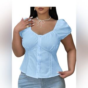 Plus Puff Sleeve Button Down.